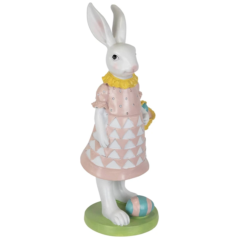 12" Girl Bunny with Easter Basket Outdoor Garden Statue