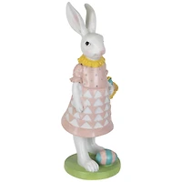 12" Girl Bunny with Easter Basket Outdoor Garden Statue
