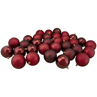 60ct Burgundy Red Shatterproof 4-Finish Ball Ornaments
