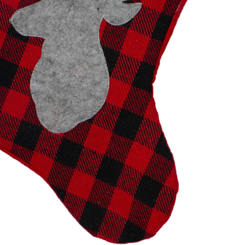 20.5" Alpine Chic Shepherd's Check Reindeer Stocking