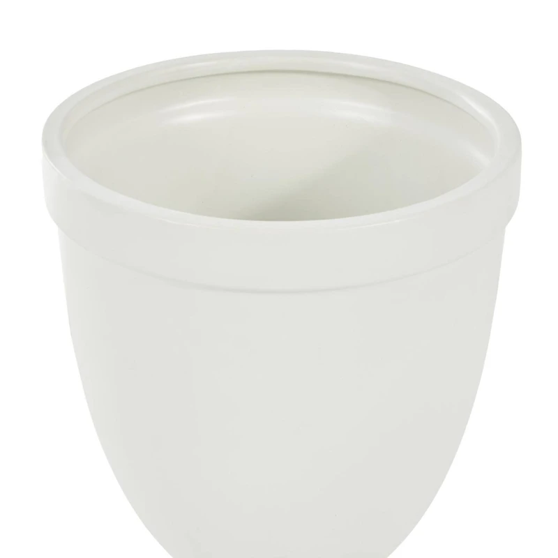 22" White Ceramic Fluted Urn Jar