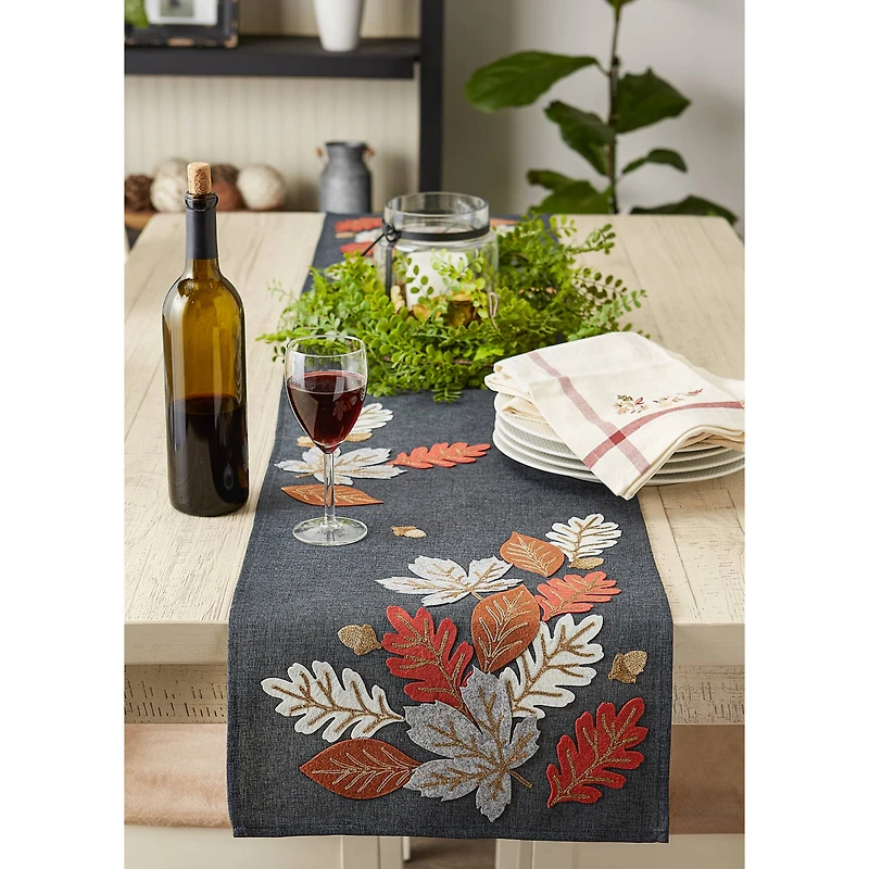DII® 108" Autumn Leaves Embroidered Table Runner