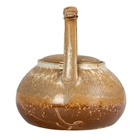 Hello Honey 1.5-Quart Stoneware Teapot with Jute Wrapped Handle with Reactive Glaze, Green