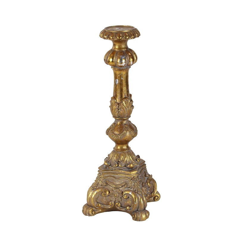 22" Gold Polystone Rustic Candlestick Holder