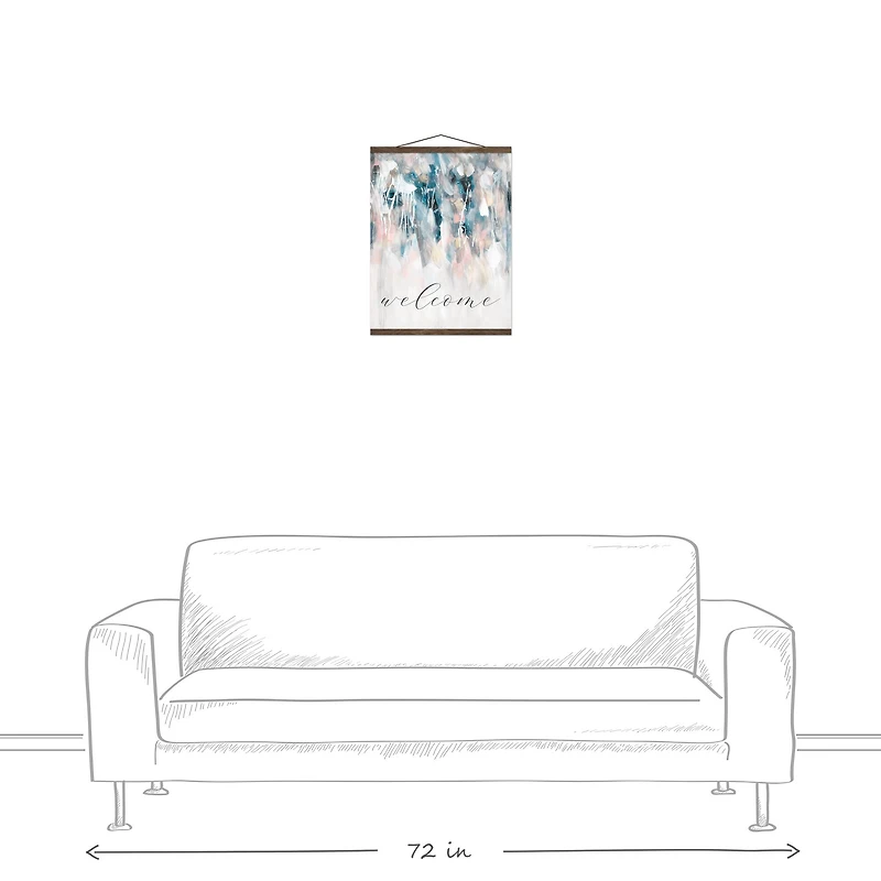 Welcome Abstract Painting Teak Hanging Canvas