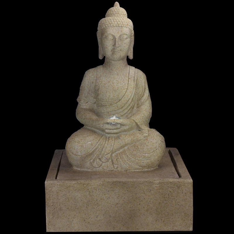 28" LED Lighted Praying Buddha Outdoor Water Fountain