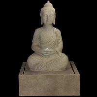 28" LED Lighted Praying Buddha Outdoor Water Fountain