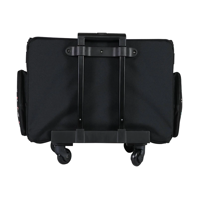 Everything Mary Black Floral 4-Wheel Collapsible Deluxe Sewing Machine Storage Case