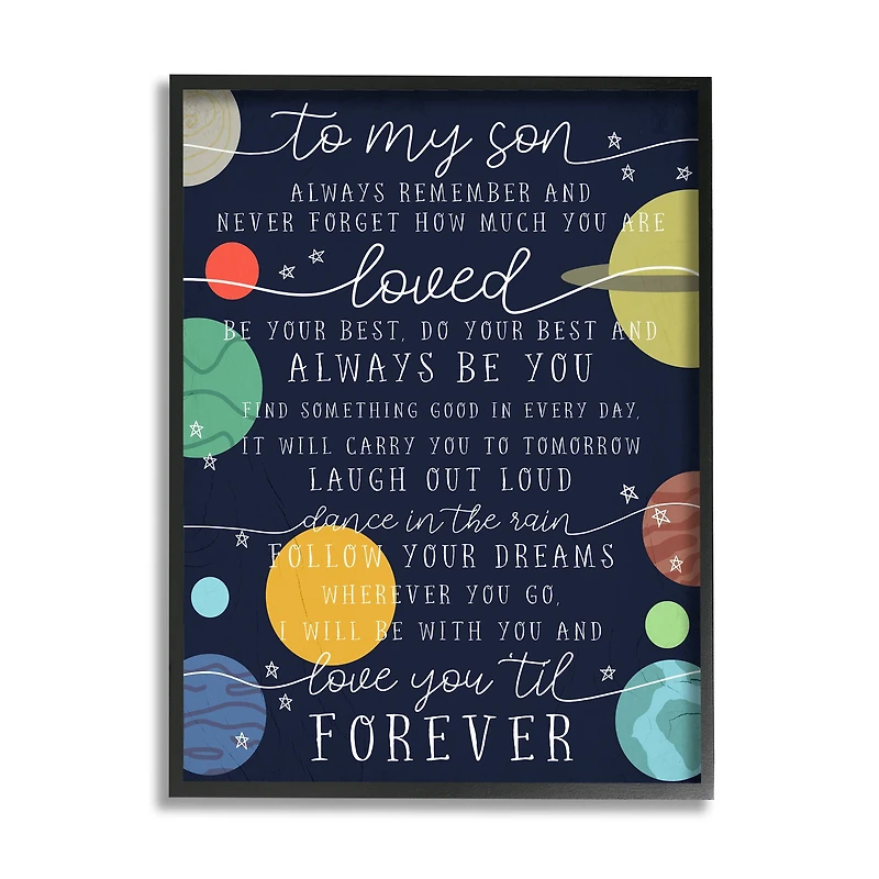 Stupell Industries My Son Love You Forever Phrase Outer Space Framed Wall Art