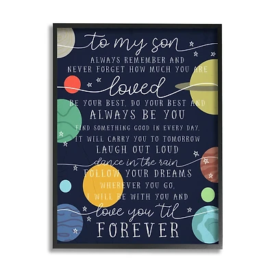 Stupell Industries My Son Love You Forever Phrase Outer Space Framed Wall Art