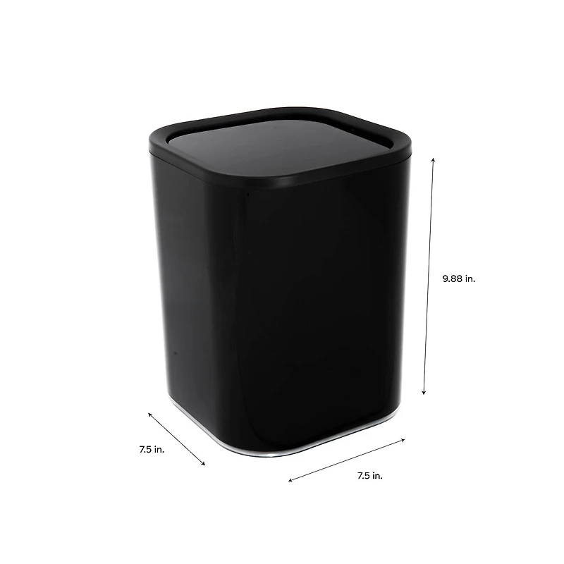 Bath Bliss Black Acrylic 8L Waste Bin
