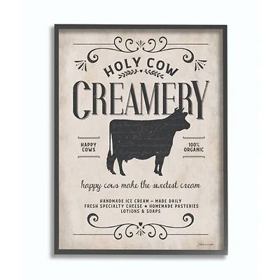 Stupell Industries Creamery Cow Black Framed Wall Art
