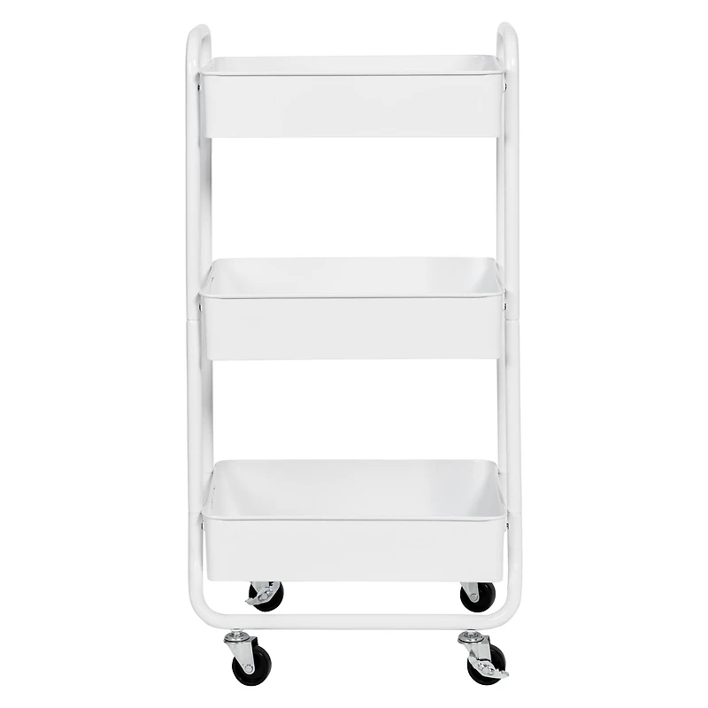 Honey Can Do White 3-Tier Metal Rolling Cart