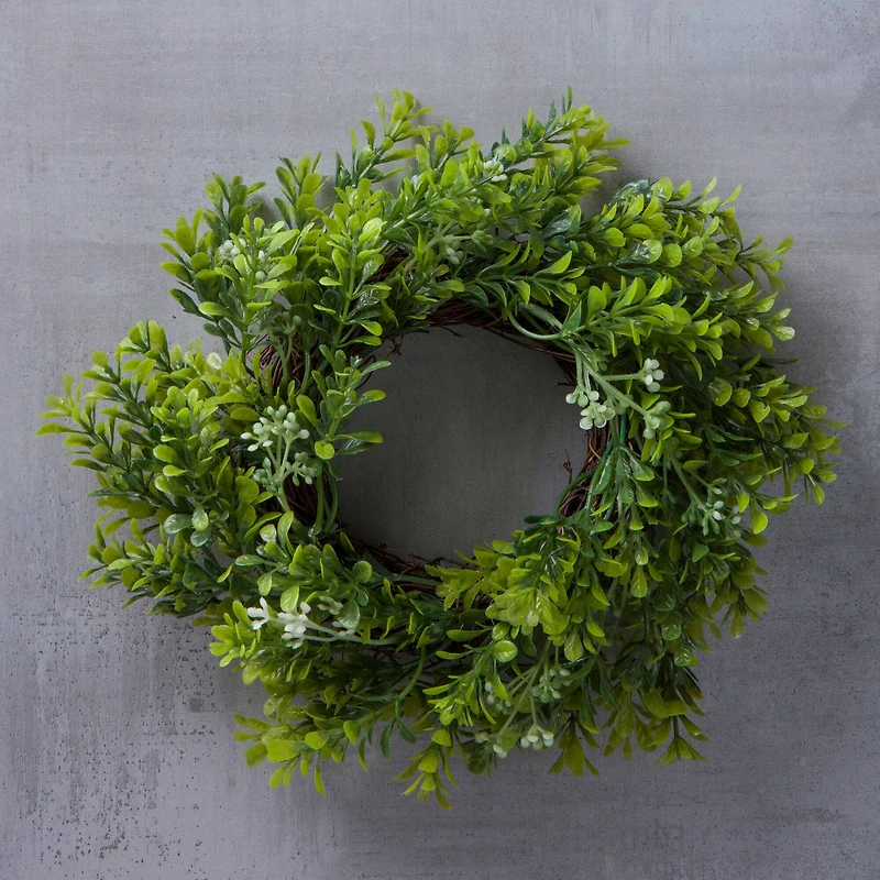 9" Green Mini Boxwood Wreath with Flowers by Ashland®