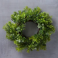 9" Green Mini Boxwood Wreath with Flowers by Ashland®