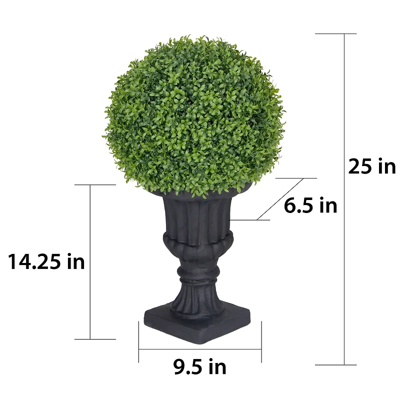 2ft. Single Ball Topiary Boxwood Artificial Tree in Decorative Urn