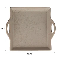 Hello Honey® 16.5" White Antique Elegance Stoneware Serving Tray with Handles