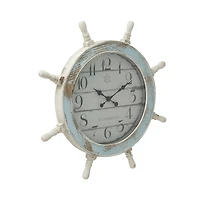 Blue Coastal Wood Wall Clock