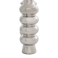 Silver Ceramic Abstract Bubble Ribbed Vase Set