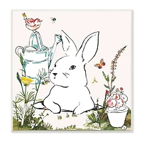 Stupell Industries Curious Bunny Rabbit in Garden Wooden Wall Plaque