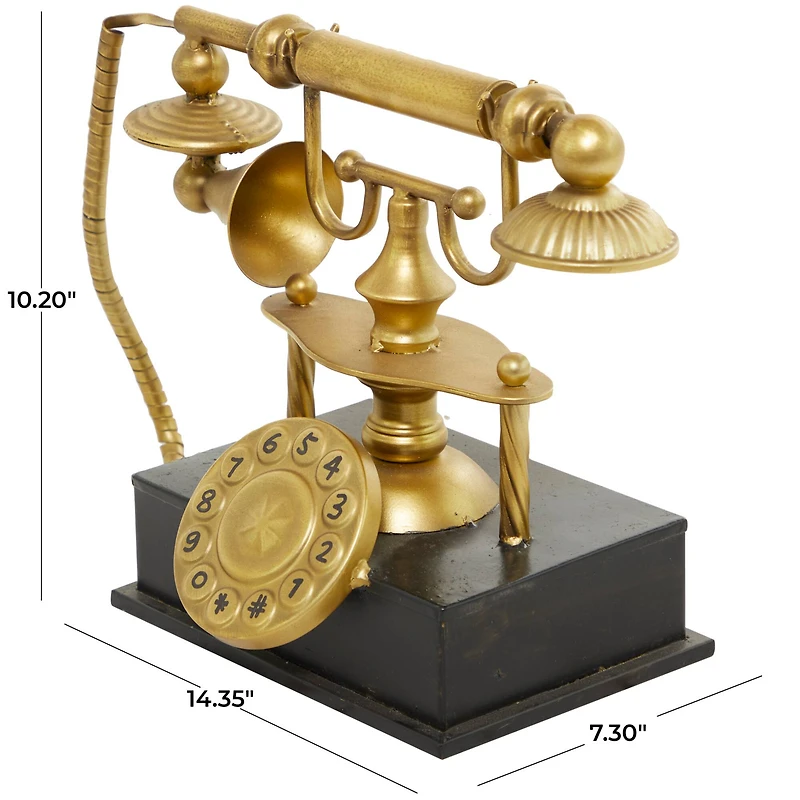 14" Gold Metal Telephone Sculpture