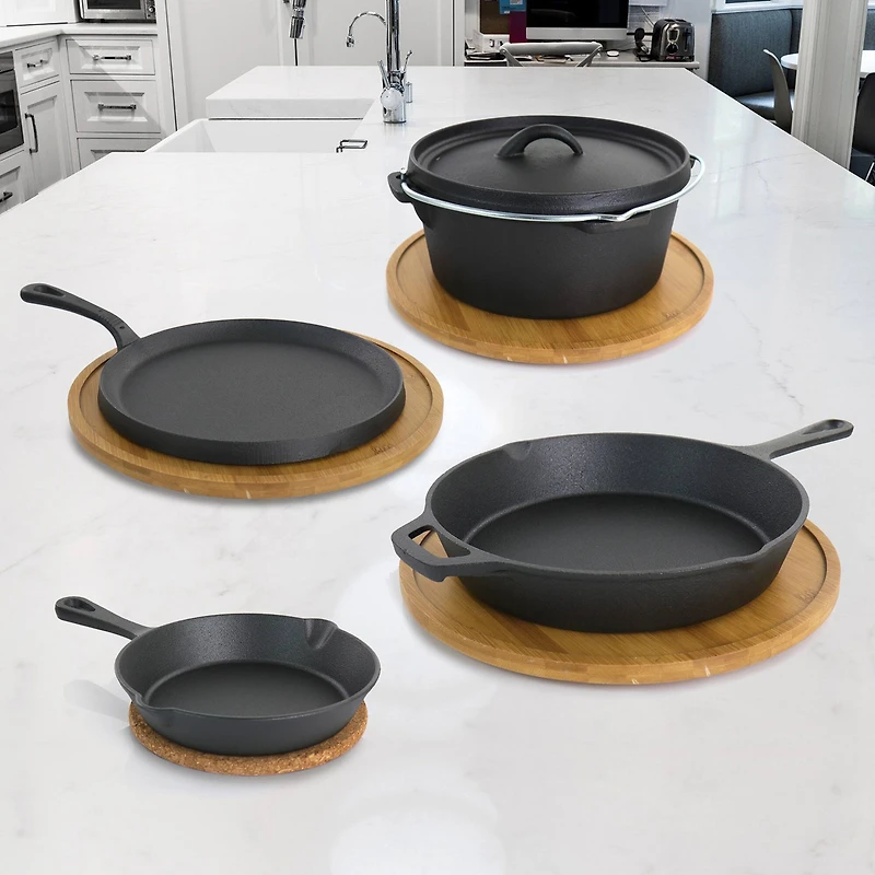 MegaChef 5 Piece Pre-Seasoned Cast Iron Kitchen Cookware Set