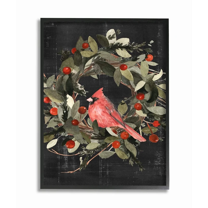 Stupell Industries Red Cardinal In Wreath Design Framed Wall Art
