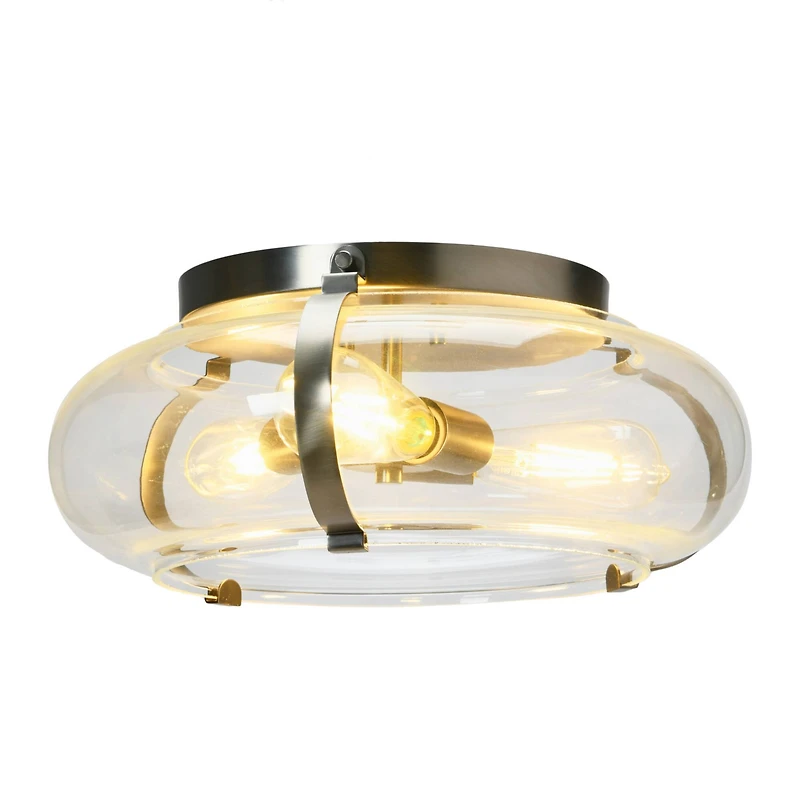 Hello Honey® Robert Stevenson Lighting Alston 16" Antique Nickel Glass & Metal Flush Mount Ceiling Light