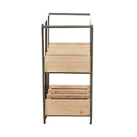 19" Brown Wood Industrial Wine Rack