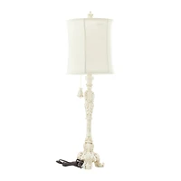 White Polystone Coastal Buffet Lamp 7" x 7" x 31"