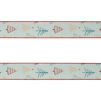 Christmas Tree Print Wired Ribbon 2 set.