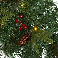 6ft. Pre-Lit Clear LED Mixed Pine, Berry & Pinecone Artificial Christmas Garland