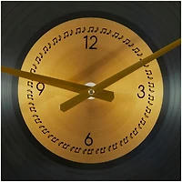 The Novogratz 20" Black Glass Record Style Musical Notes Wall Clock