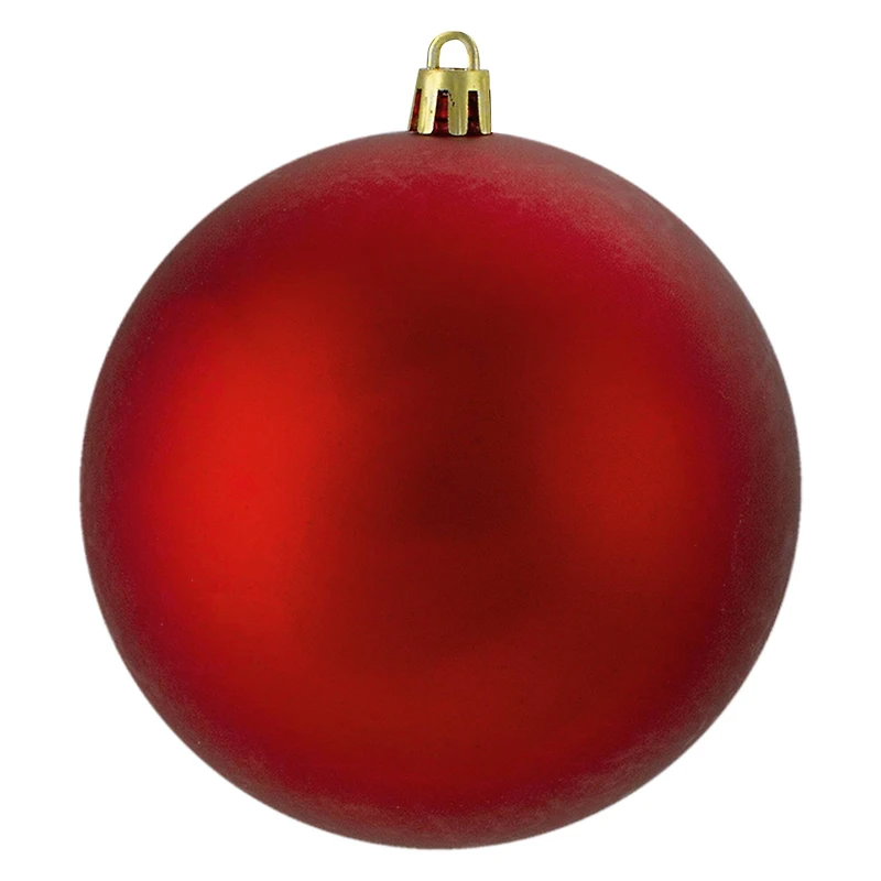 12ct. 4" Matte Red Hot Shatterproof Plastic Ball Ornaments