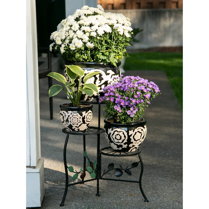 Floral Nights Ceramic Planter Set