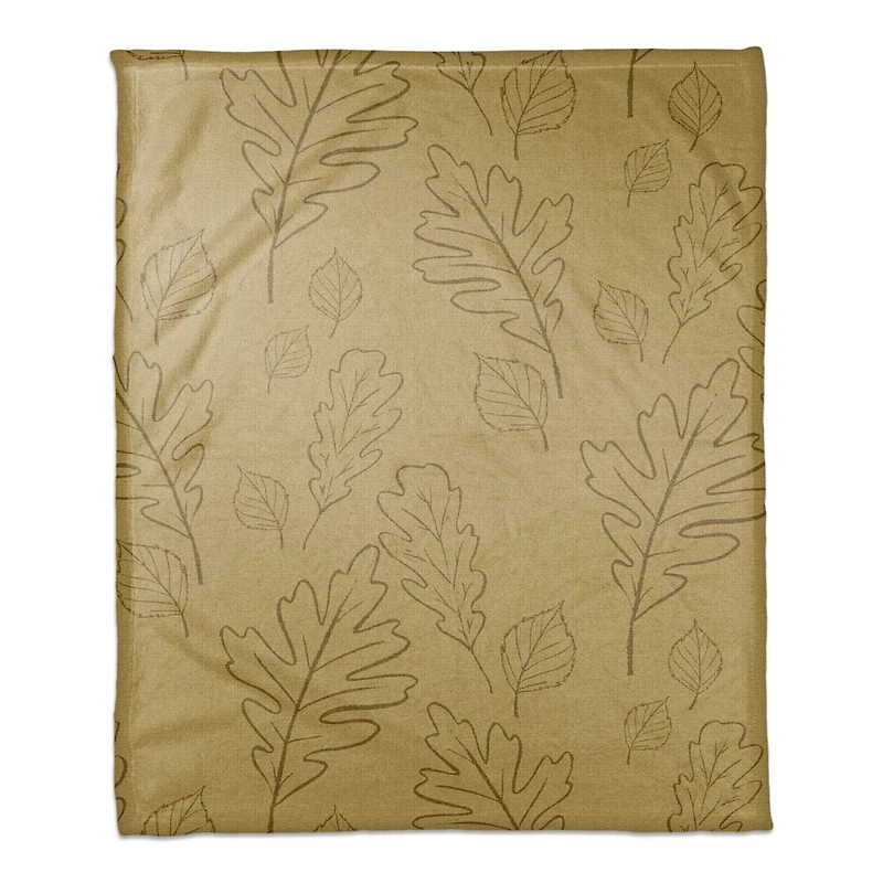 Leaf Patterned Coral Fleece Blanket