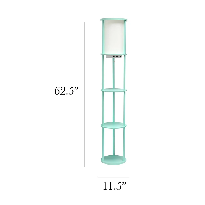 Simple Designs™ 62.5" Round Floor Lamp with 2 USB Ports and 1 Outlet