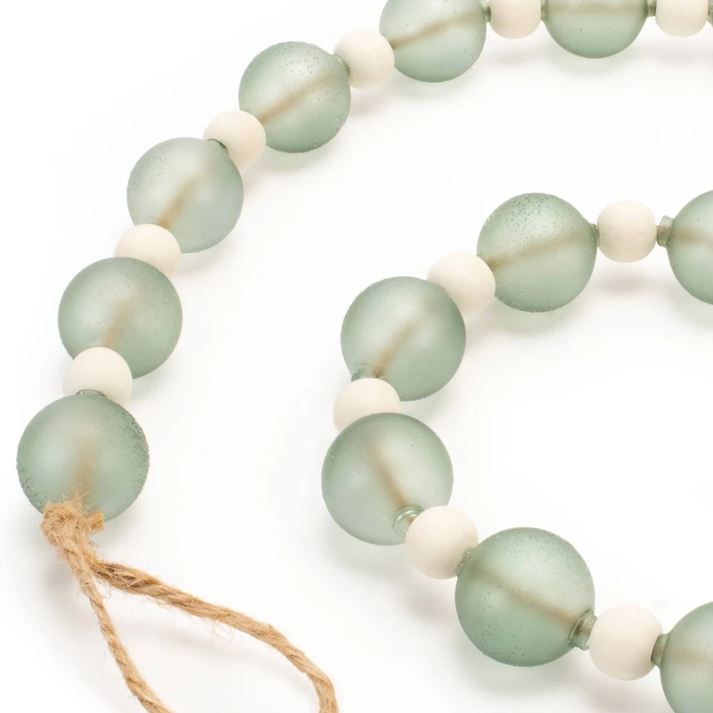 45" Green Glass & Wood Bead Garlands, 2ct.