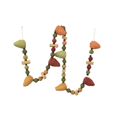 Hello Honey® 6ft. Multicolor Wool Felt Pinecones & Pom Poms Garland
