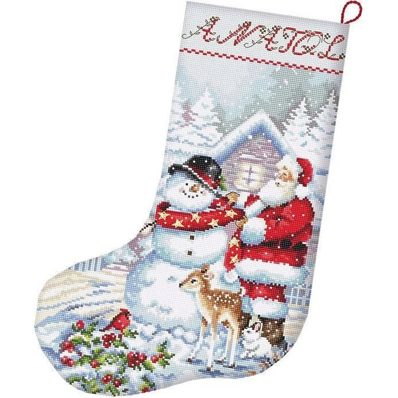 Letistitch Snowman And Santa Stocking Counted Cross Stitch Kit