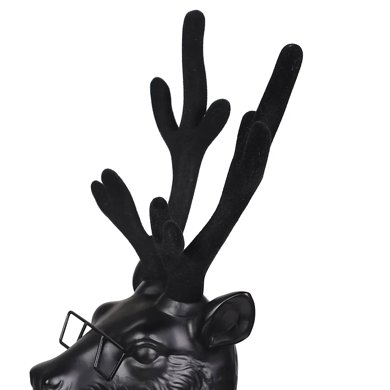 14" Black Reindeer Bust with Glasses & Pipe by Ashland®