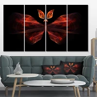 Designart - Red Fractal Butterfly in Dark