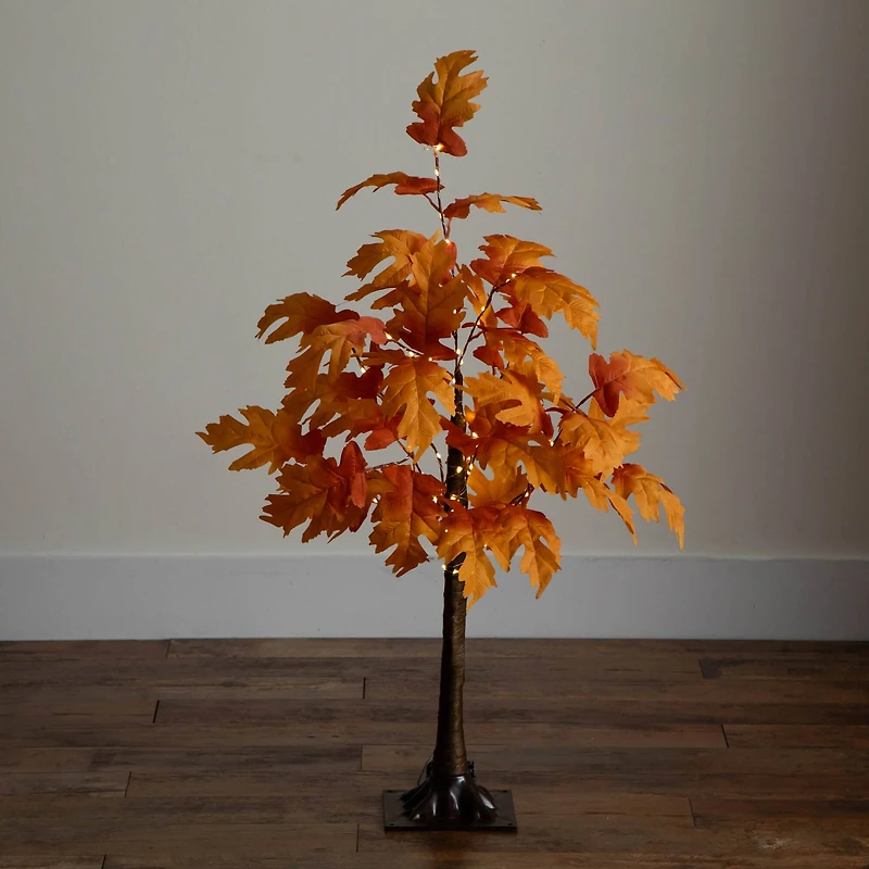 3ft. Pre-Lit Autumn Maple Artificial Fall Tree with 80 Warm White LED Lights