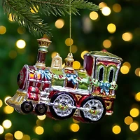 5.5" Red & Green Contemporary Train Christmas Ornament