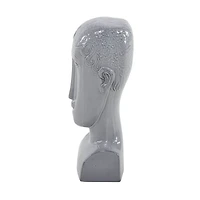 13" Gray Stoneware Man Head Sculpture