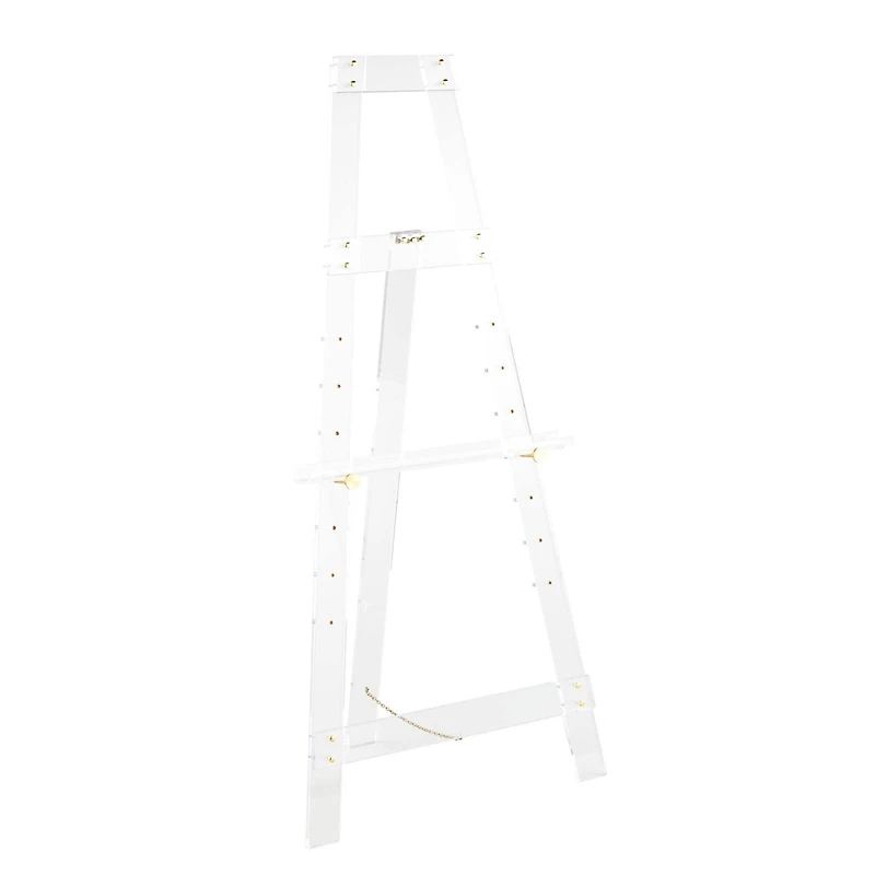 57" Clear Acrylic Plastic Adjustable 7-Tier Display Easel with Gold Metal Hardware & Chain Support