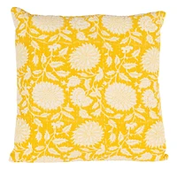 Hello Honey® 16" Yellow & White Floral Bock Print Accent Pillow