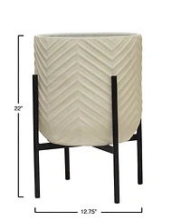 Hello Honey® 22" White with Black Metal Planter and Stand, 2ct.