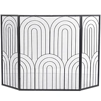 The Novogratz Black Metal Art Deco 3-Panel Fireplace Screen