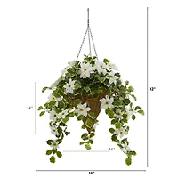 3.5ft. Real Touch Poinsettia and Variegated Holly Artificial Plant in Hanging Cone Basket